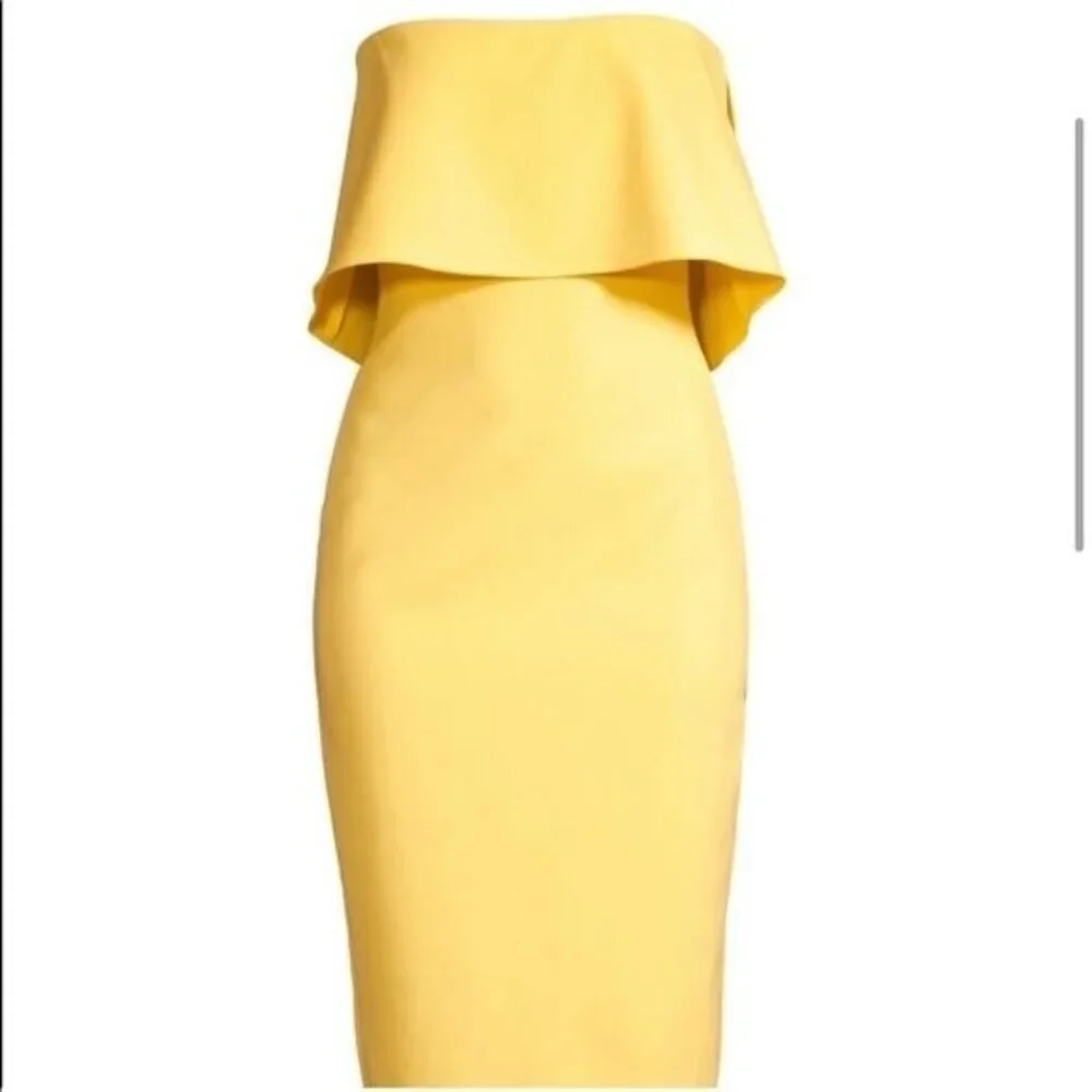 LIKELY Driggs Dress Goldenrod Yellow Strapless Revolve Cocktail Midi Size 8 NWT